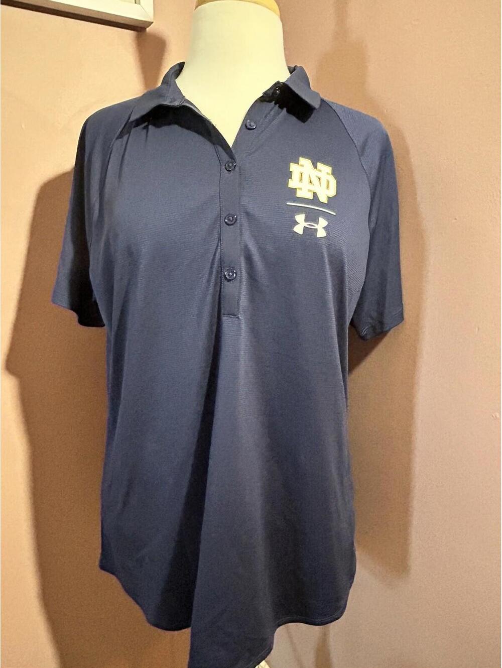 Under Armour Notre Dame Fighting Irish Polo Womens Large Golf Shirt
